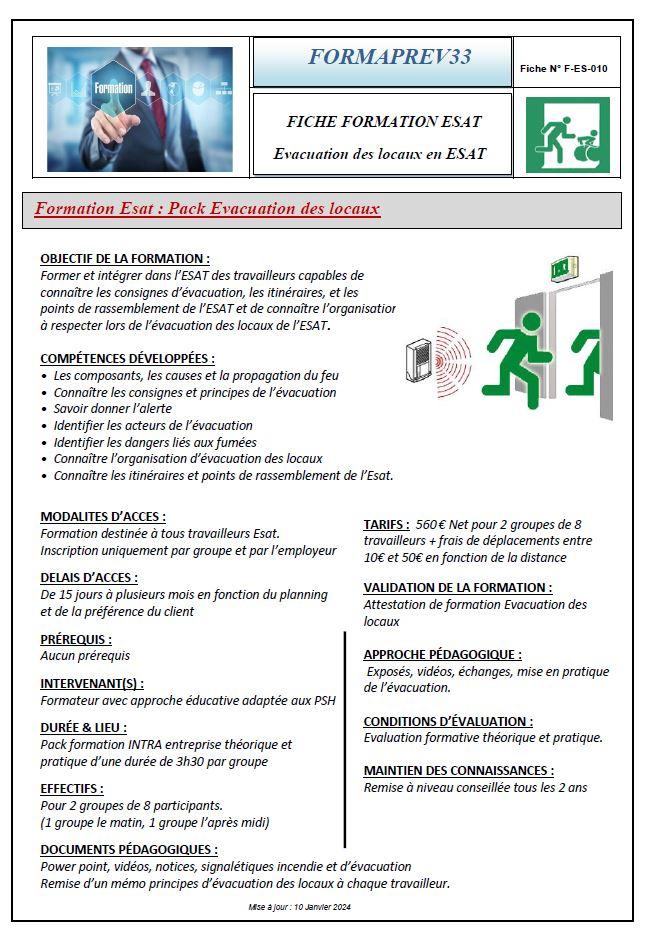 Pack evacuation en esat 2024
