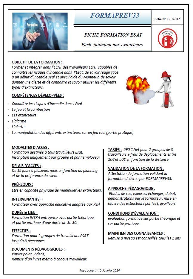 Pack extincteurs esat 2024