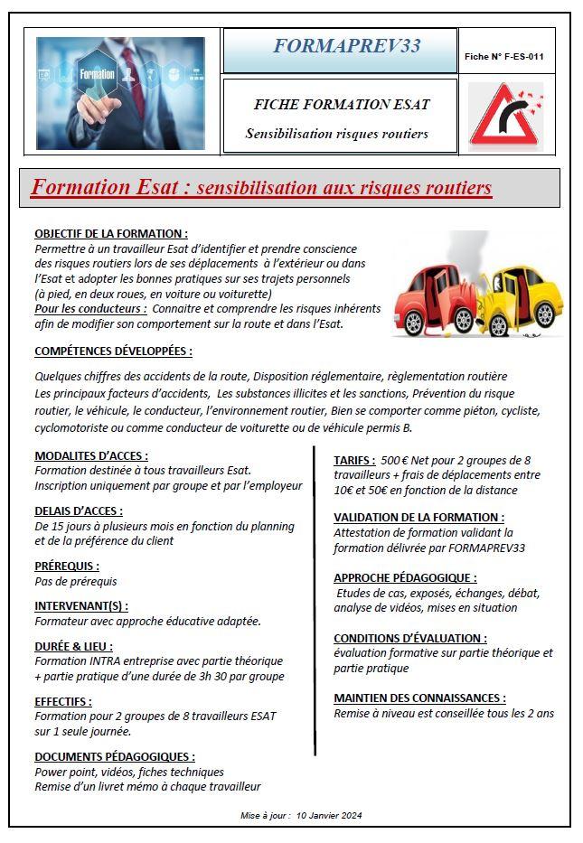 Risques routiers esat 2024